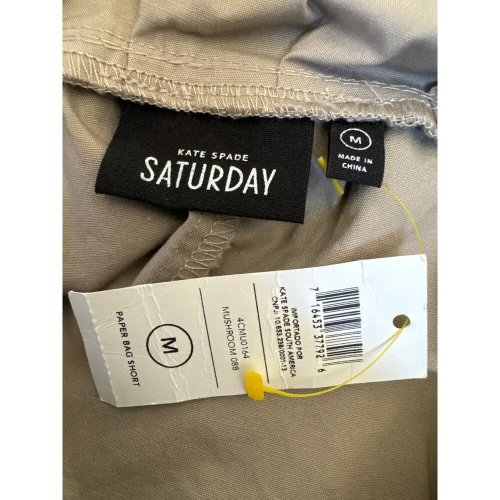 NWT Kate Spade Saturday Paper Bag Belted Shorts high rise mushroom size Medium